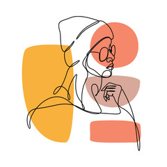 Women closeup Illustration Vector. Women line art vector for wall decoration printing