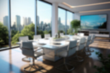 Obraz premium Modern office with panoramic windows with a meeting table