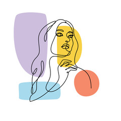 Women closeup Illustration Vector. Women line art vector for wall decoration printing