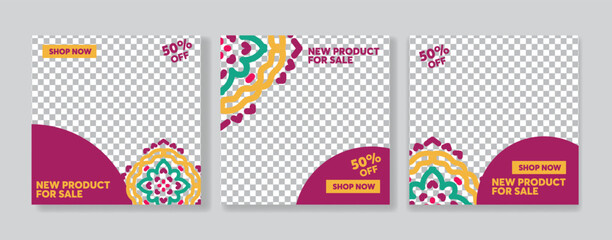 Editable minimal square banner template. Suitable for social media post and web internet ads. Vector illustration with photo college