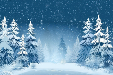 Winter Wonderland Background with Copy Space created with Generative AI technology