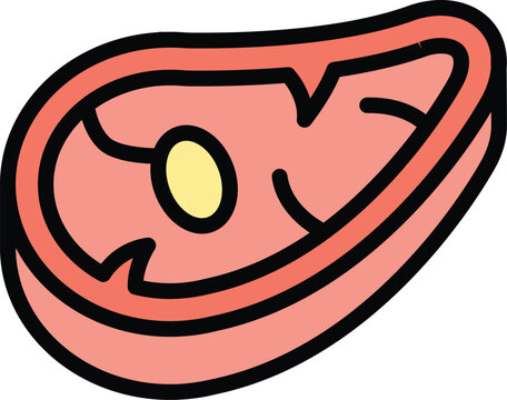 recommend clip art: Steak meat icon outline vector. Pork lamb. Raw ham color flat