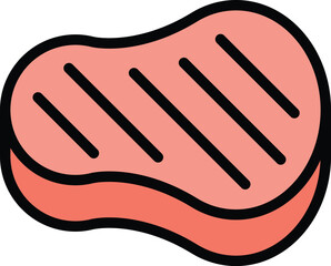 Grilled steak icon outline vector. Fresh sausage. Meat pork color flat
