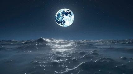 Deurstickers Volle maan en bomen earth in space
