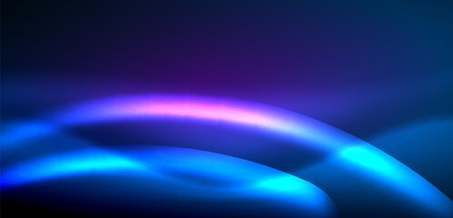 Dynamic waves in ethereal glow of neon lights. Concept merges fluidity of motion with vibrant allure of neon, crafting entrancing backdrop that embodies both vitality and futuristic sophistication