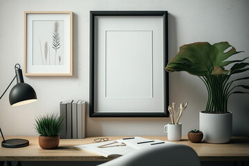 mockup with minimalist interior. Generative AI