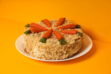 Tasty and delicious food concept - carrot cake