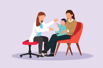 Obraz premium Medical personnel consulting patient concept. Colored flat vector illustration isolated. 
