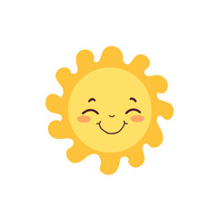 Cute Sun isolated on white background. Vector illustration