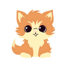 Cute cat isolated on white background. Vector illustration