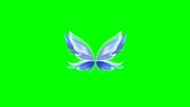 Animation of colorful butterflying flying on a background of a green screen, 4k video animation