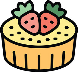 Cream cheesecake icon outline vector. Cake dessert. Sweet pie color flat