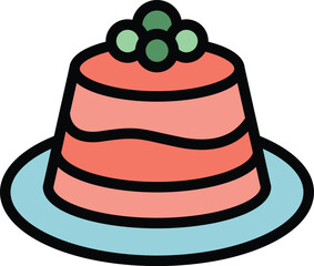 Cheesecake icon outline vector. Cheese cake. Slice food color flat