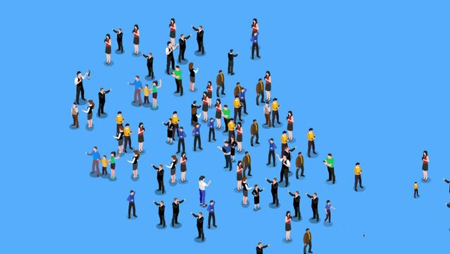 Large group of people in form of China map