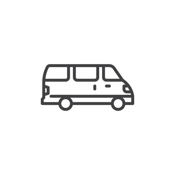 Minibus car line icon