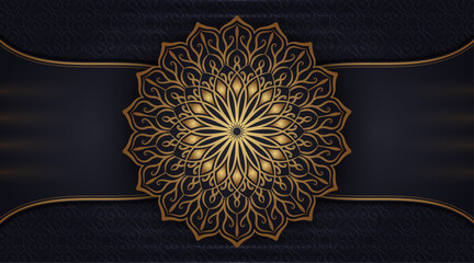Black and gold, luxury mandala background