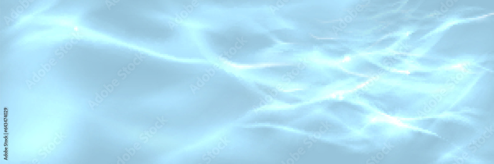 Poster blue water wave light surface overlay background. 3d clear ocean surface pattern with reflection eff