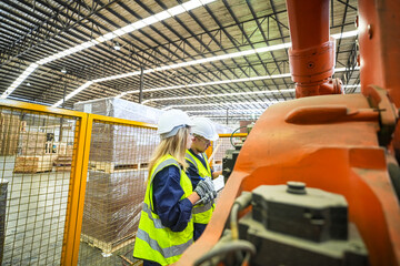 Industrial factory employee working in wooden manufacturing industry
