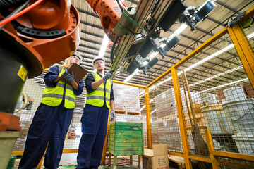 Industrial factory employee working in wooden manufacturing industry