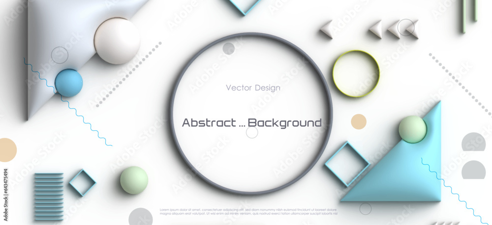 Poster vector, illustration abstract element with dynamic 3d shape, gradient color background. minimal line