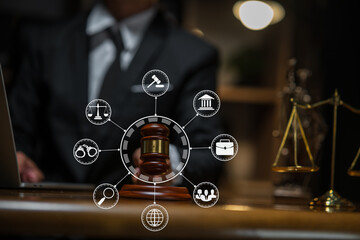 Male lawyer or judge consult having team meeting with client, Law and Legal services concept..