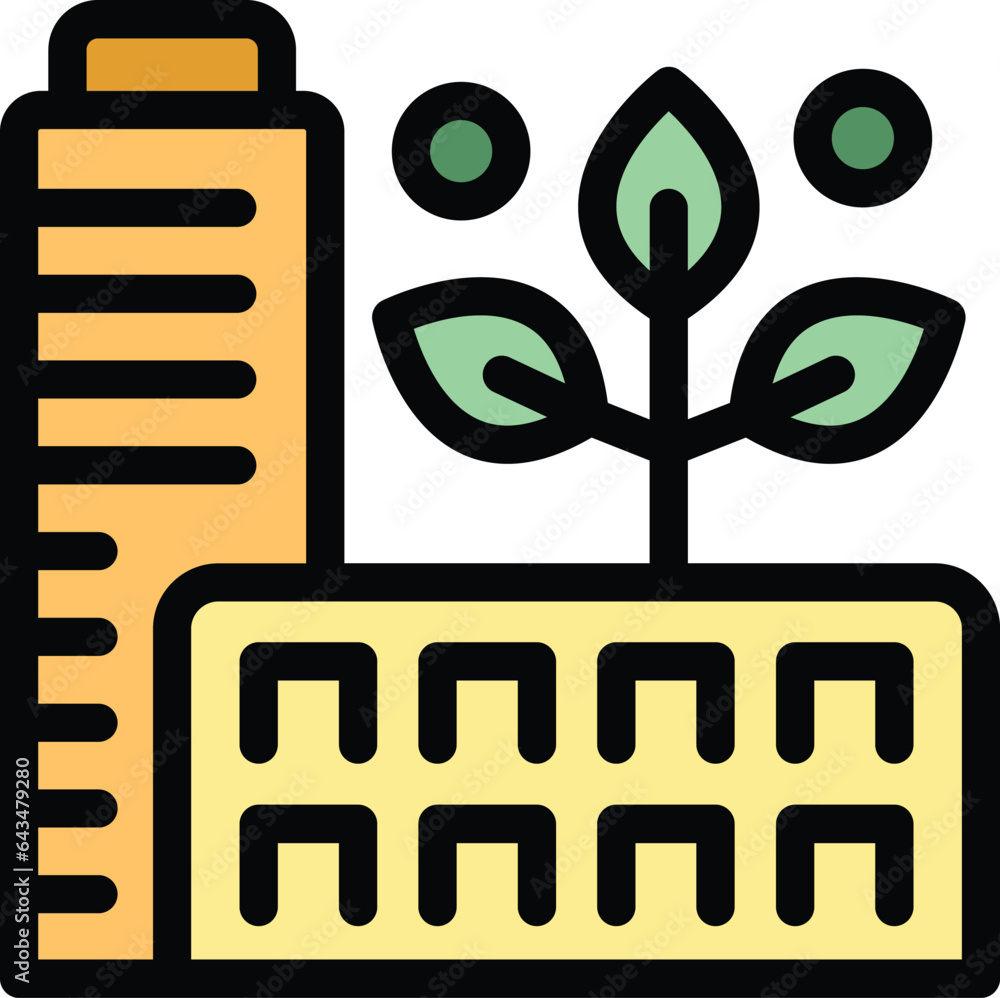 Poster chemical factory icon outline vector. garbage waste. program recycle color flat