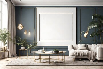 Interior Living Room Wall Mockup copyspace background  home  concept 