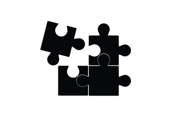 Puzzle pieces. Outline vector icon with editable strokes