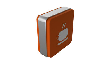 Digital png illustration of orange tablet with hot drink icon on transparent background