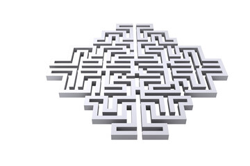 Digital png illustration of grey 3d maze on transparent background
