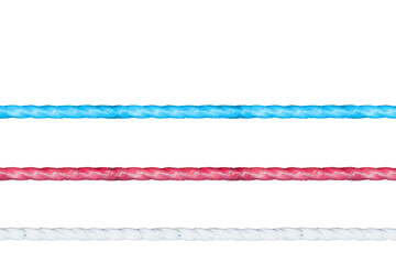 Digital png illustration of blue, red and white ropes of boxing ring on transparent background © vectorfusionart