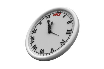 Digital png illustration of white clock with 2015 on face on transparent background