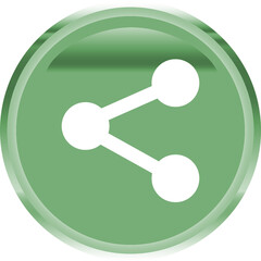 Digital png illustration of network of three points on green button on transparent background