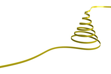 Digital png illustration of gold ribbon spiral in christmas tree shape on transparent background