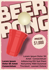 retro beer pong vector illustration poster template vintage color