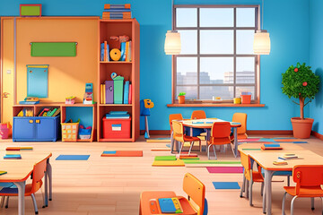 table and chairs of a school