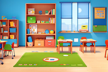 interior of a room with a table