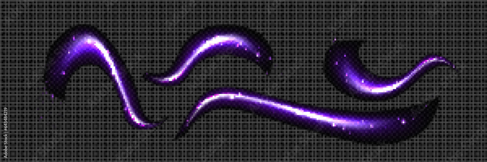Aufkleber magic dust with sparkle and glitter light vector effect. purple swirl trail with glow particle. fair
