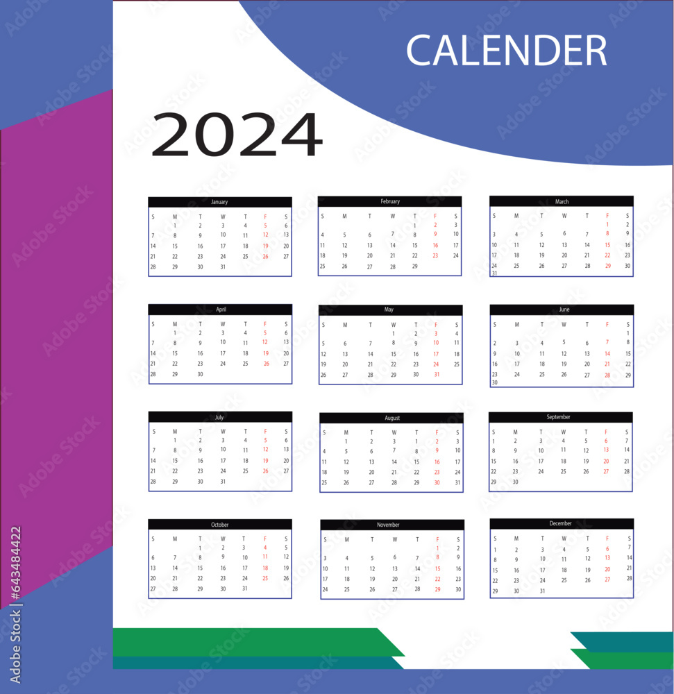 Sticker calendar 2024