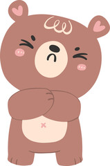 Obraz na płótnie Canvas Cute angry bear, kawaii baby animal woodland cartoon doodle flat design.