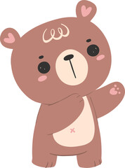 Obraz na płótnie Canvas Cute happy bear, kawaii baby animal woodland cartoon doodle flat design.