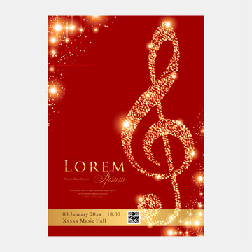 Concert poster with glowing treble clef