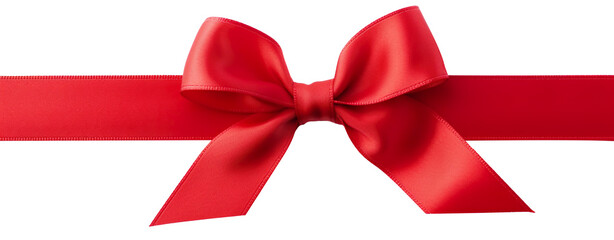 Red ribbon bow isolated on transparent background.