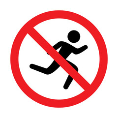 running is prohibited sign icon vector design template illustration in trendy flat style to suit your web design