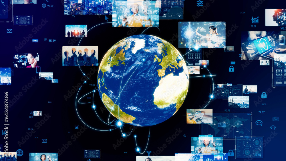 Fototapete global communication network concept. image analysis. digital transformation. ai (artificial intelli