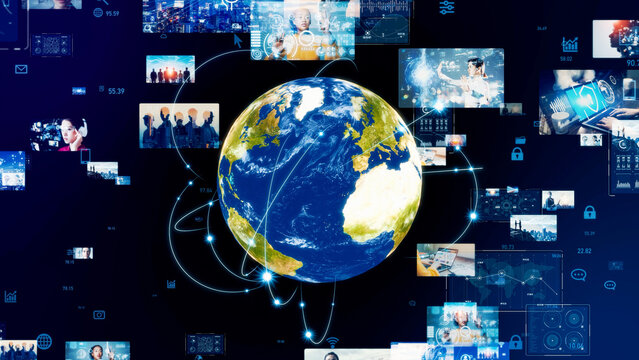 Global communication network concept. Image analysis. Digital transformation. AI (Artificial Intelligence).