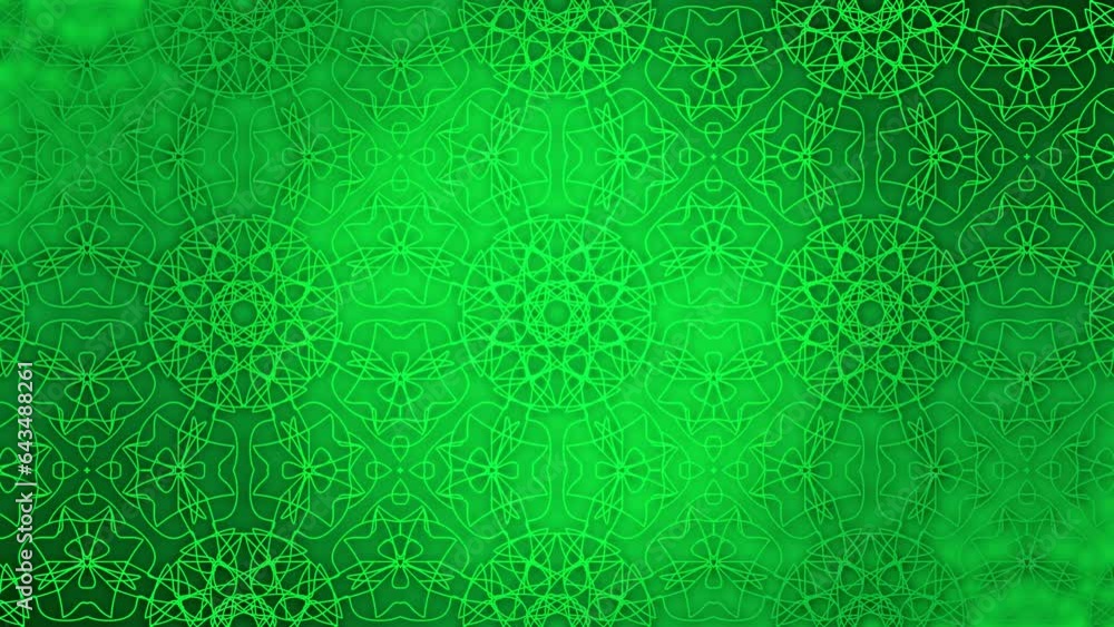 Poster animation loop of green abstract line art kaleidoscope effect