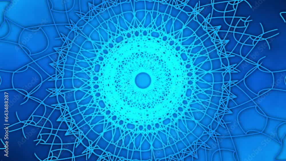 Poster blue mandala art animation loop on a gradient background