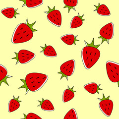Strawberry seamless pattern background.  For paper, cover, fabric, gift wrap, wall art, interior decoration. Vector illustration EPS10