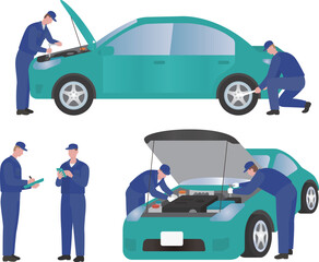 flat vector illustration of car mechanic
